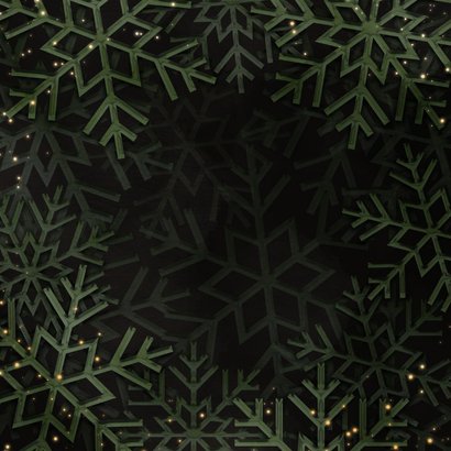 Groene kerstkaart 'Fijne Kerstdagen' met sneeuwvlokken Achterkant