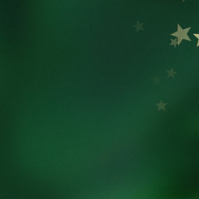 Groene kerstkaart gouden sterren Achterkant
