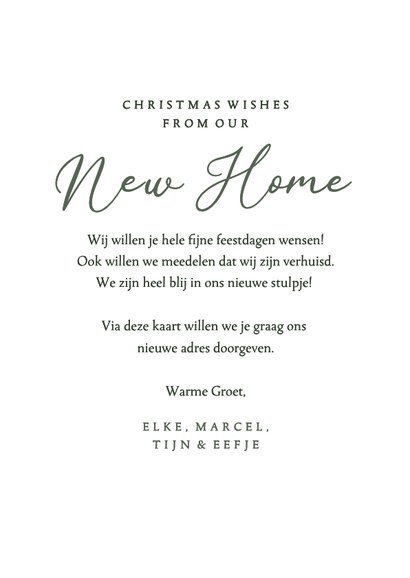Groene kerstkaart merry new home met foto en kerstman goud 3