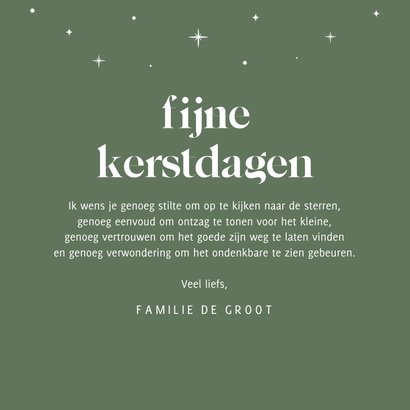 Groene kerstkaart met cirkel en sterren kerst knuffel 3