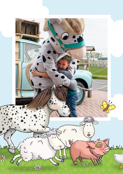 Groetjes uit Molenwaard fotokaart met Fien & Teun 2