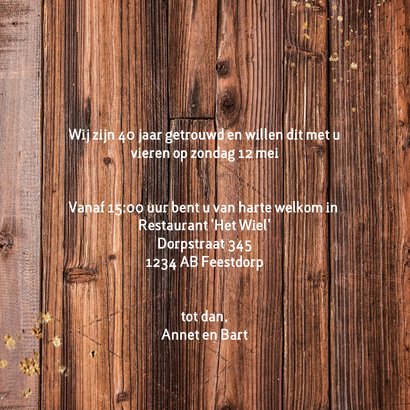 Groot hart op hout 40 jaar getrouwd uitnodiging 3