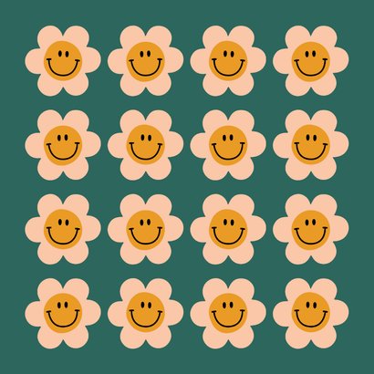 Groovy beterschapskaartje met retro smiley bloemen 2