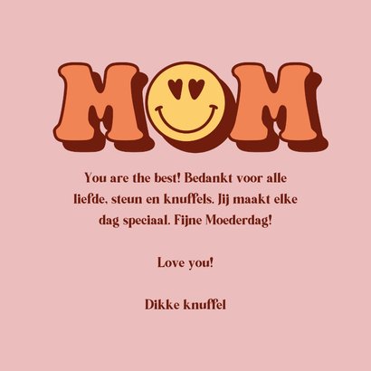 Groovy moederdagkaartje 'MOM' met madeliefje 3