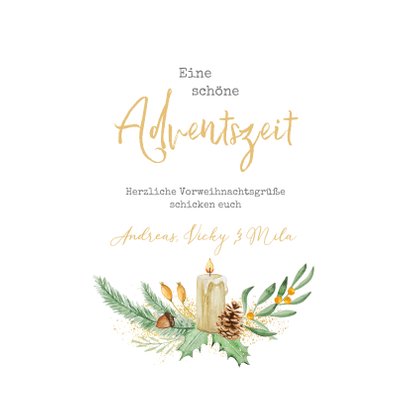 Grußkarte Advent Adventskranz natürlich 3