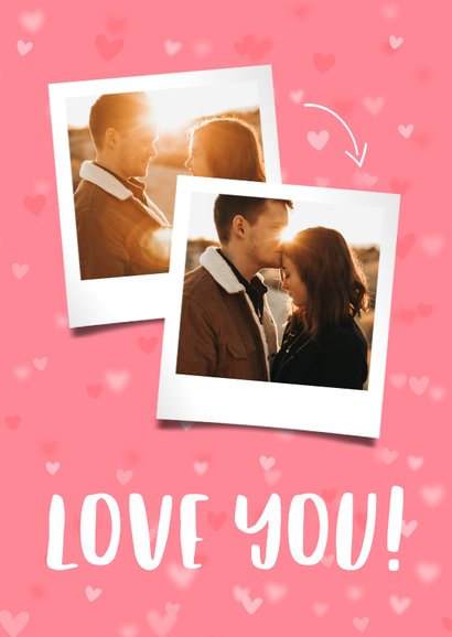 Grußkarte 'love you' mit zwei Fotos und Herzen 2