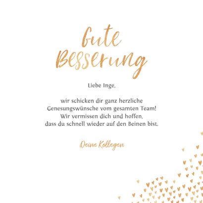 Gute Besserungskarte Herzen in Goldlook 3
