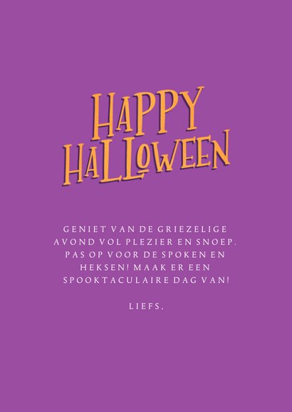 Halloween wenskaart met pompoen en schattige kat 3