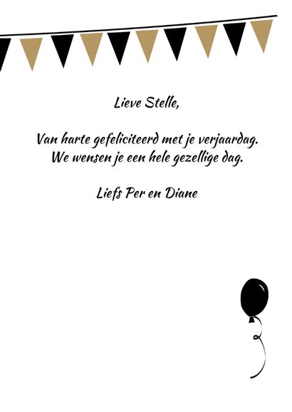 Happy B'day op hart met slingers en met eigen naam 3