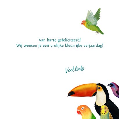 Happy Birdday! kleurrijke vogel felicitatiekaart 3