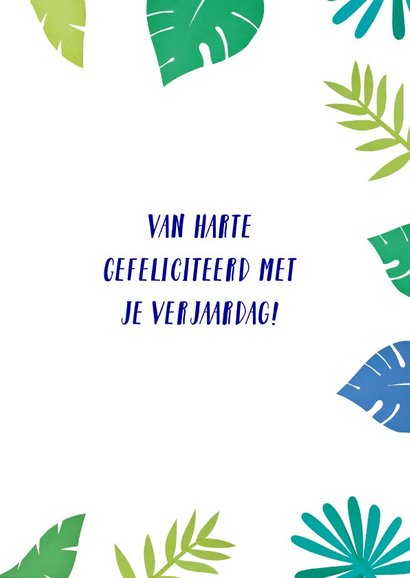 happy birthday bladeren blauw 3