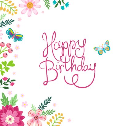Happy Birthday kleurrijke bloemenkaart 2