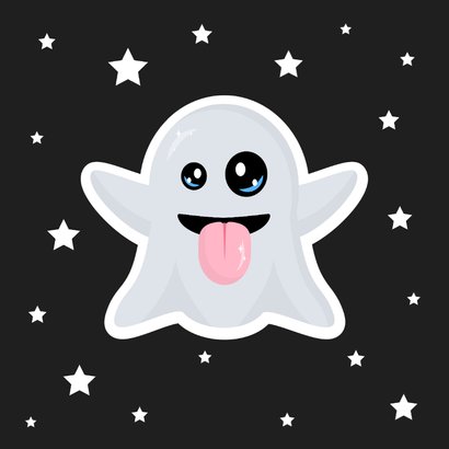 Happy boo-day verjaardagskaartje met emoji spookje 2
