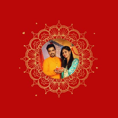 Happy Diwali goud lichtjesfeest rood mandala hartjes 2