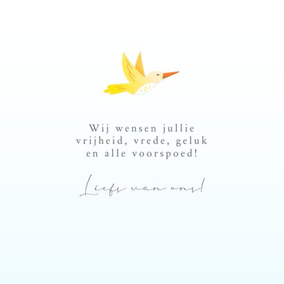 Happy Pesach paaskaart met geel vogeltje, tulp en sterren 3