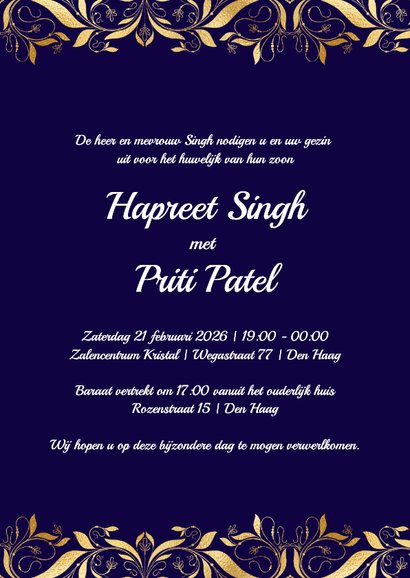 Henna trouwfeest uitnodiging met pauwen 3