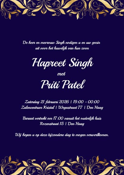 Henna trouwfeest uitnodiging met pauwen 3