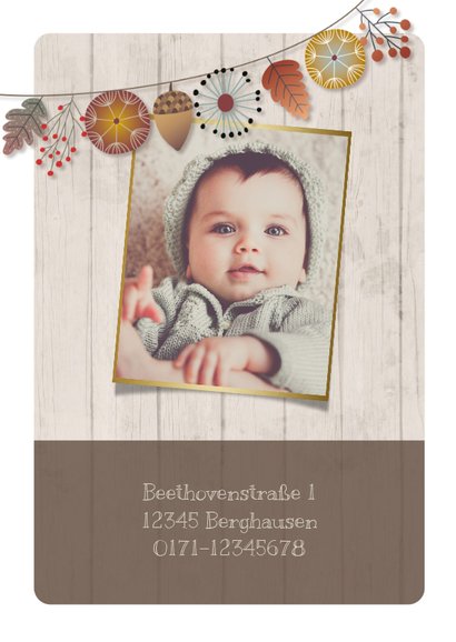 Herbstliche Einladungskarte zum Kindergeburtstag mit Foto 2