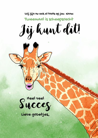 Herexamen of gezakt-kaart met giraffe 3