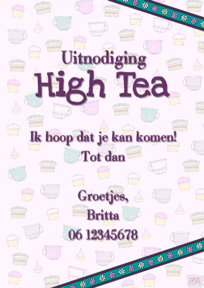 High Tea uitnodiging PARTY GIRLS 3