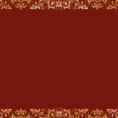 Hindoestaanse trouwkaart met henna patronen en hartjes Achterkant