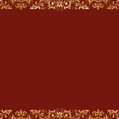 Hindoestaanse trouwkaart met henna patronen en hartjes Achterkant