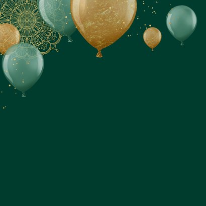 Hindoestaanse verjaardagskaart ballonnen groen goud mandala 2