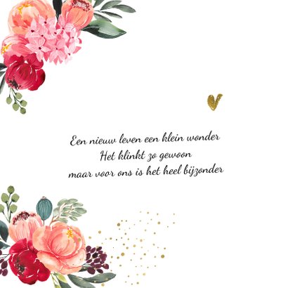 Hip aquarel geboortekaartjes meisje bloemen krans 2