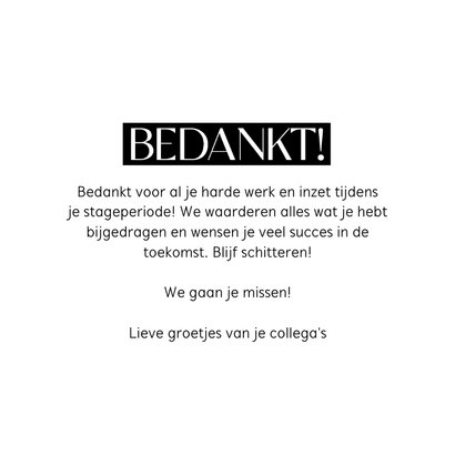Hip bedankkaartje bedankt voor je inzet zwartwit 3