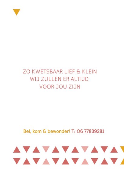 Hip en modern grafisch geboorte kaartje meisje driehoek roze 2