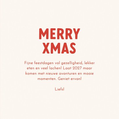 Hip en trendy kerstkaartje roodroze streep merry xmas 3