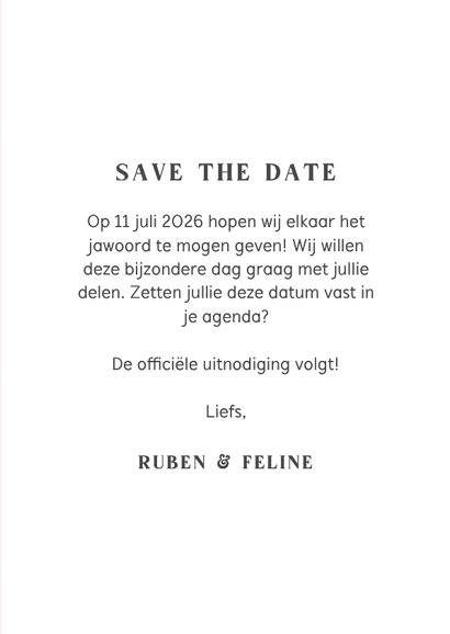 Hip en trendy save the date hartje gestreept oranje roze 3