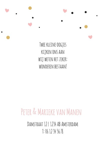 Hip geboortekaartje hart en stip 2
