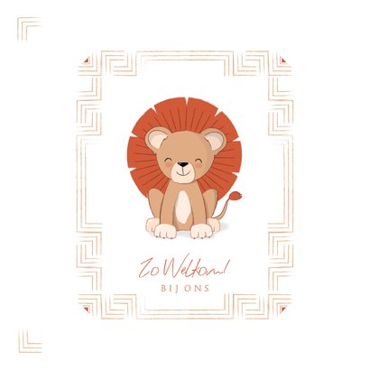 Hip geboortekaartje illustratie leeuwtje met manen 2