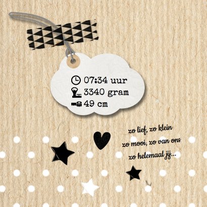 Hip geboortekaartje kraft en label- LO 2
