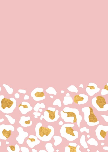 Hip geboortekaartje met goudlook panterprint Achterkant
