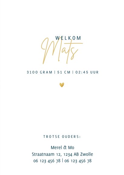 Hip geboortekaartje met panterprint gouden hartjes & foto's 3