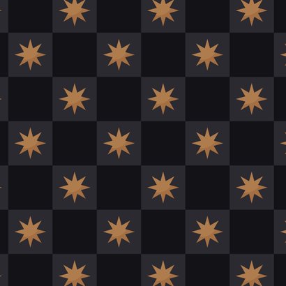 Hip nieuwjaarskaartje blokjespatroon met sterren Best Wishes Achterkant