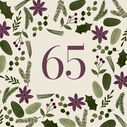 Hip verjaardagskaartje botanisch vrouw 65 jaar 2