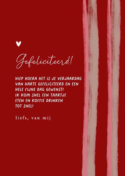 Hip verjaardagskaartje gekleurde strepen vrouw en foto 3