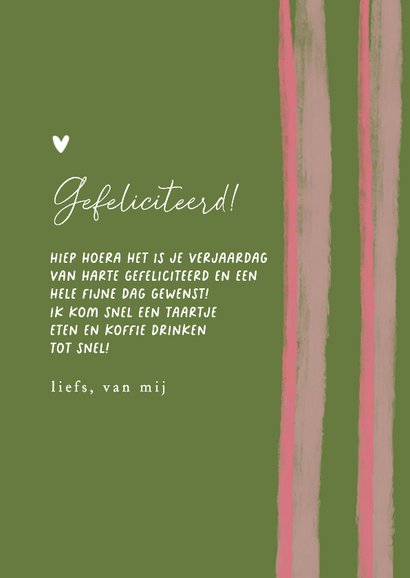 Hip verjaardagskaartje gekleurde strepen vrouw en foto 3