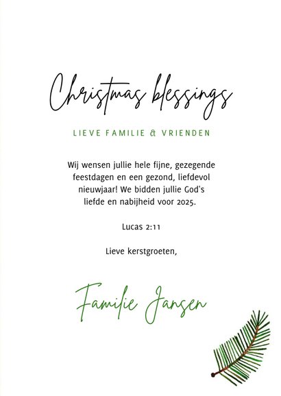 Hippe Christmas Blessings kerstkaart groene takjes foto's 3