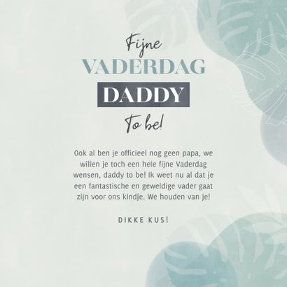 Hippe daddy to be Vaderdag kaart met jungle bladeren 3