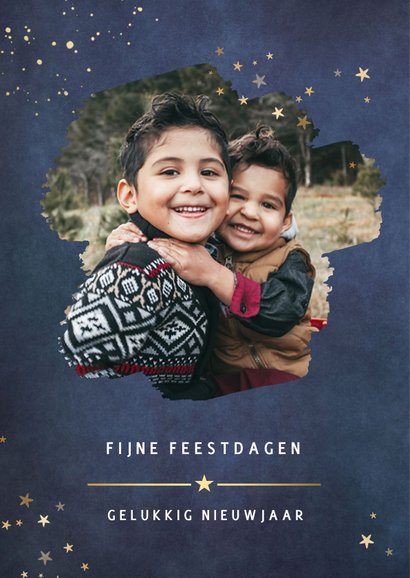 Hippe donkerblauwe fotokaart kerstmis met verf kader 2