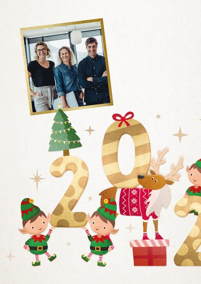 Hippe en feestelijke zakelijke kerstkaart met leuke diertjes 2