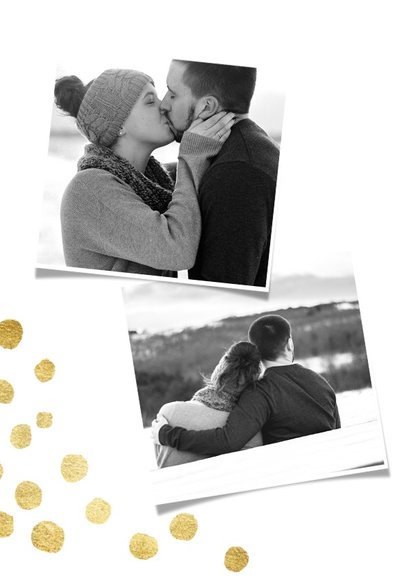 Hippe en moderne kerstkaart met goudlook confetti 2