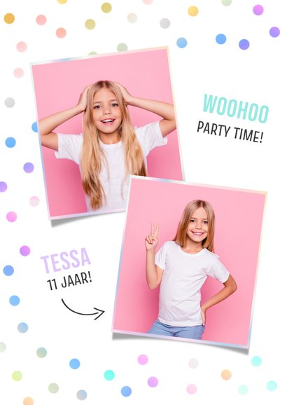 Hippe en vrolijke uitnodiging kinderfeestje meiden 2