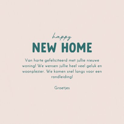 Hippe felicatiekaart happy new home roze gestreept 3