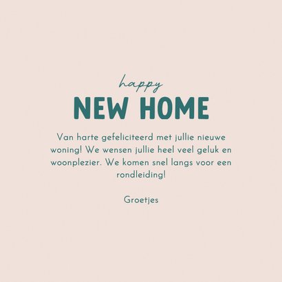 Hippe felicatiekaart happy new home roze gestreept 3