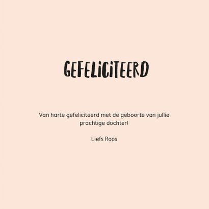 Hippe felicitatiekaart geboorte meisje zwarte stippen 3